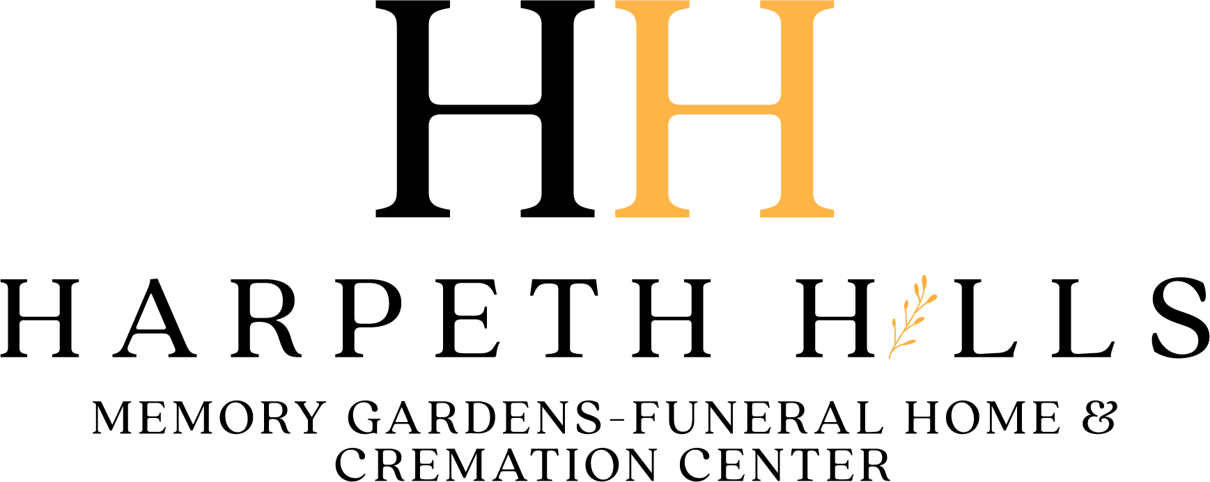Harpeth Hills Memory Gardens Funeral Home & Cremation Center logo in black and gold
