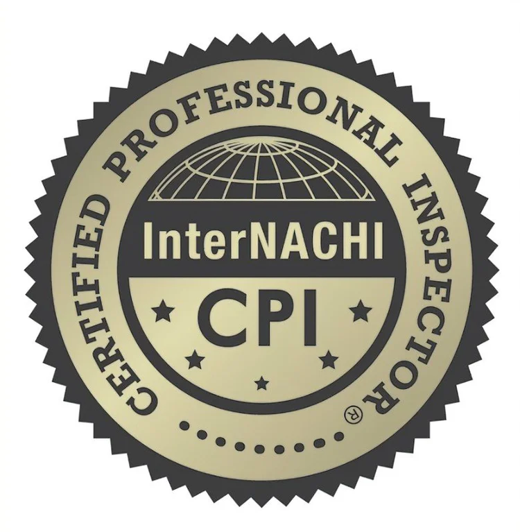 Gold InterNACHI Certified Professional Inspector seal with globe graphic and 