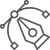 Gray line-art icon of a fountain pen nib with curved connection nodes and diamond accents