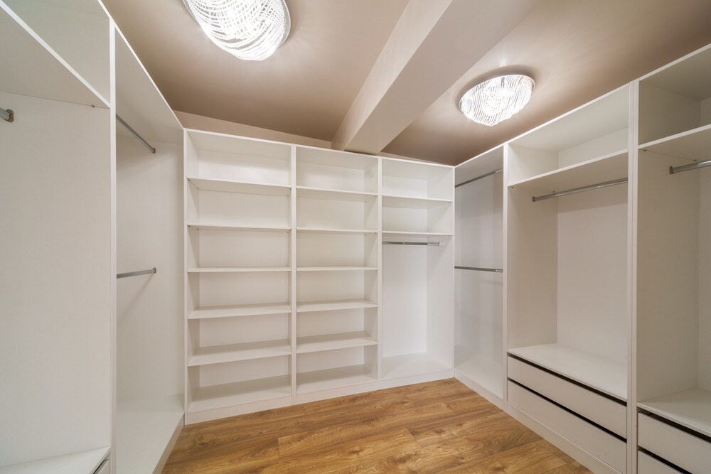 White Walk-in Closet With Shelves — Keilbach Kitchens in Garradunga, QLD