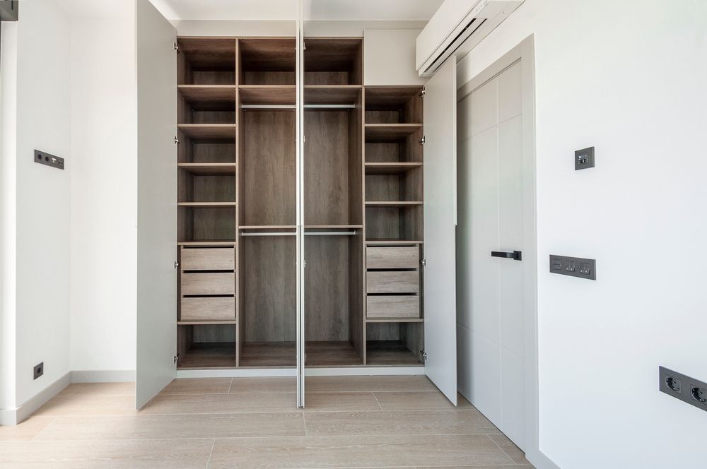 Open Wooden Closet With Shelves — Keilbach Kitchens in Innisfail, QLD