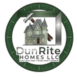 DunRite Homes LLC logo with house, hammer, level, and ruler inside a green measuring tape circle