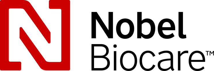 Le logo nobel biocare est rouge et noir sur fond blanc.