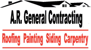 Logo: A.R. General Contracting, with a house graphic and services listed: Roofing, Painting, Siding, Carpentry.