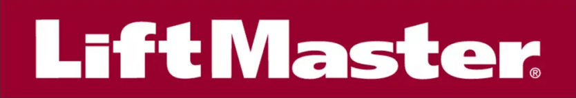 A red background with white text that says lift master