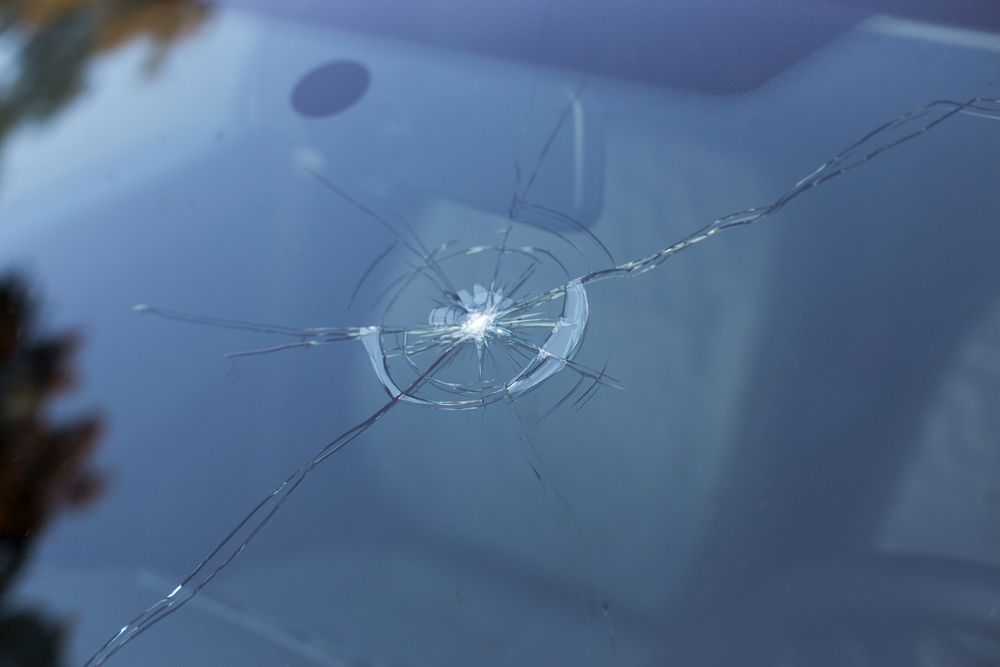 Close up Perspective Damage of An Auto Windscreen