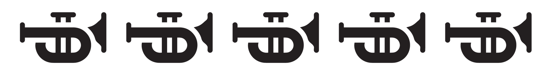 four black trumpet icons