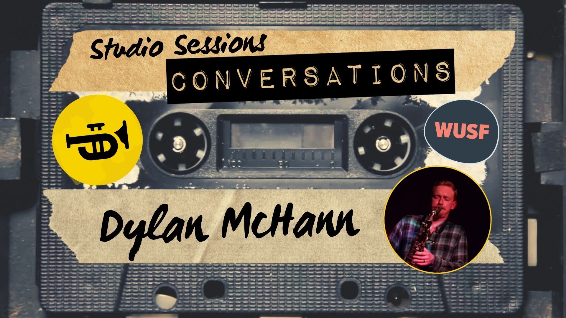 A cassette tape with the words studio sessions conversations on it