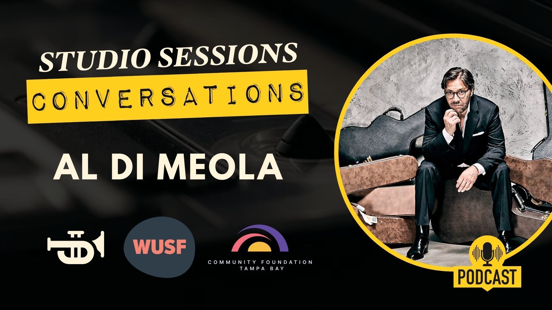 Podcast promo: Al Di Meola seated,