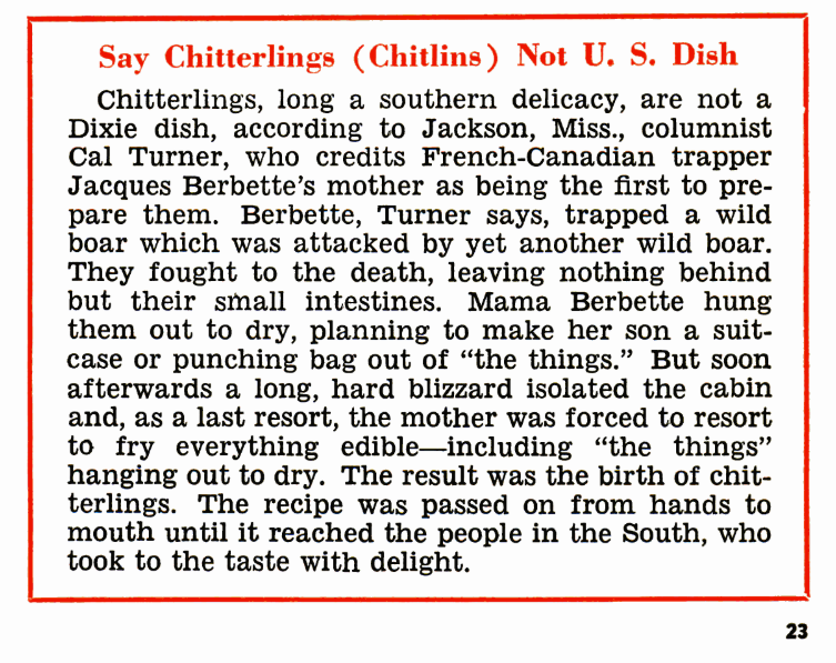 A page from a book titled say chitterlings