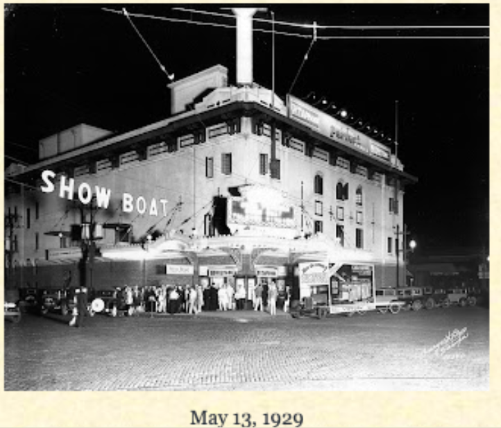 A black and white photo of the show boat on may 13 1929