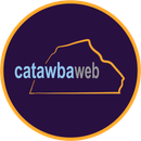 A logo for catawbaweb with a purple background