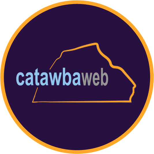A logo for catawbaweb with a purple background
