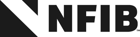 NFIB logo in black on a white and black diagonal background
