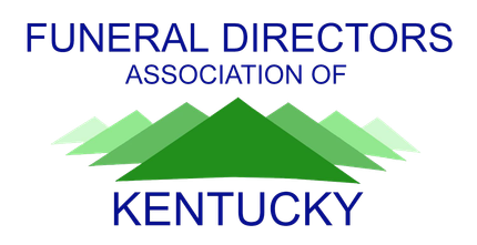 Funeral Directors Association of Kentucky logo with green mountains and blue text