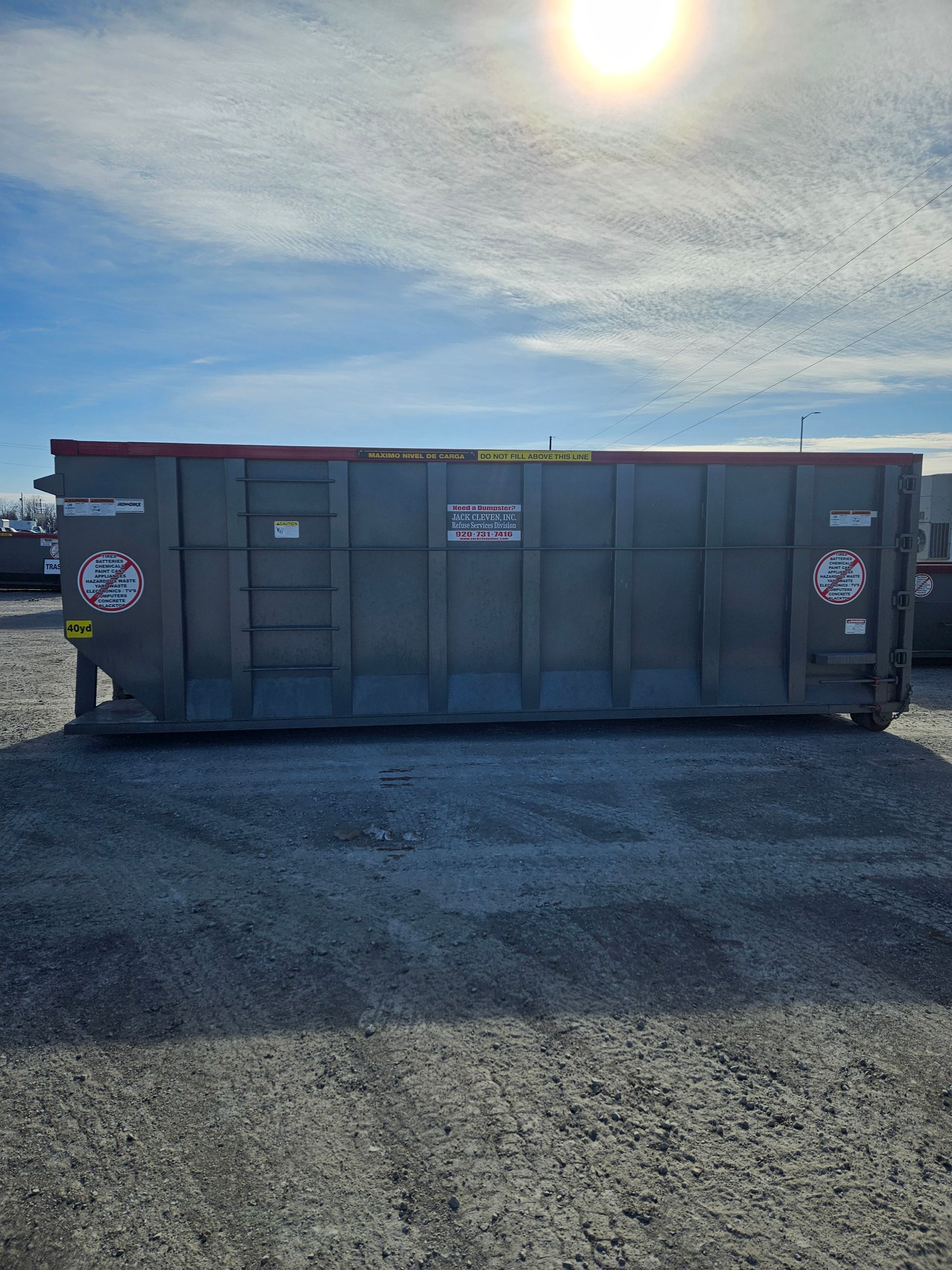 20 Yard Dumpster Back