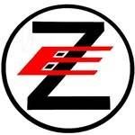 Black letter "Z" behind a red and black stylized "E." Both are within a black circle.