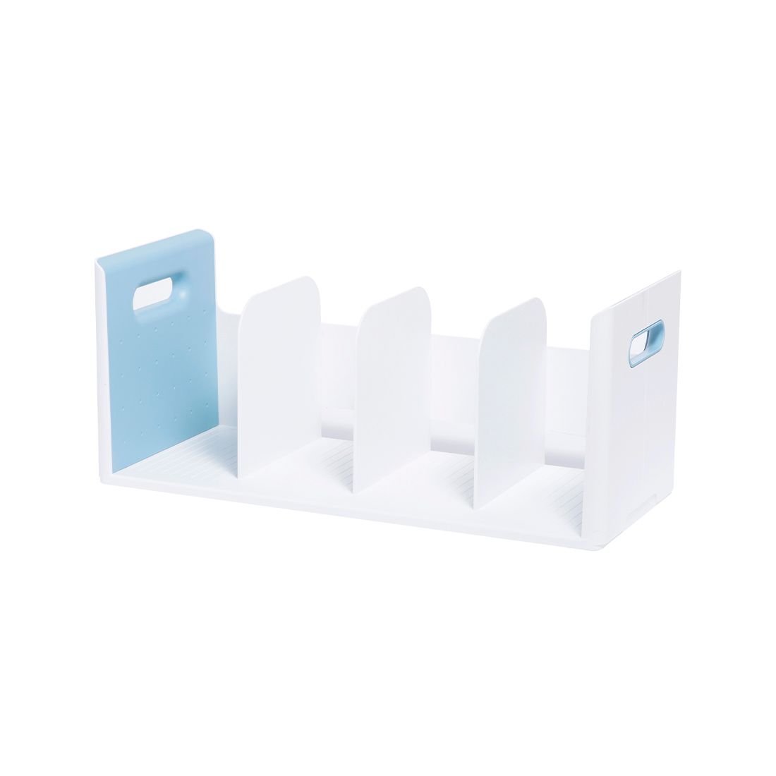 Organizador de libros blanco y azul con 4 separadores de Litem