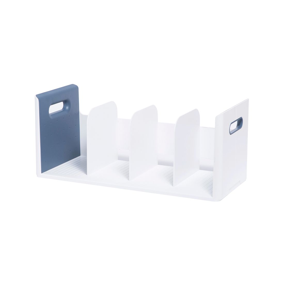 Organizador de libros blanco y azul oscuro