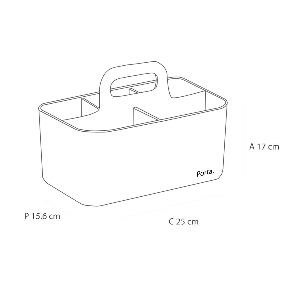 Un dibujo en blanco y negro de una caja de herramientas con asa y medidas.