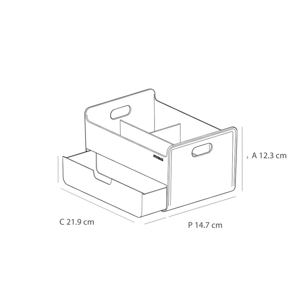 Un dibujo en blanco y negro de una caja con medidas sobre un fondo blanco.