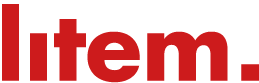 Logo de litem con letras rojas