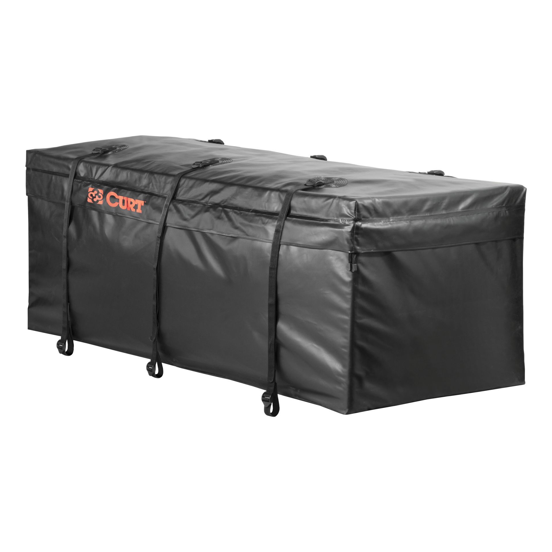 A large black bag with straps attached to it on a white background.