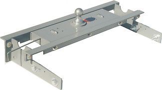 A metal bracket with a ball on top of it on a white background.