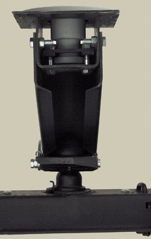 A close up of a black object on a white background