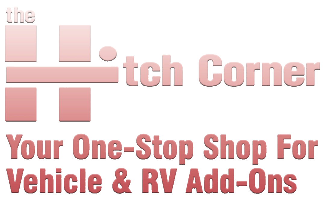A logo for the hitch corner your one stop shop for vehicle and rv add-ons