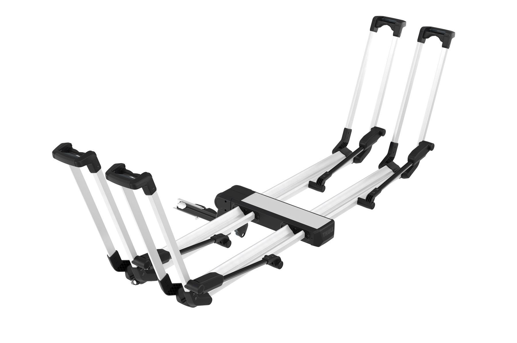 A picture of a kayak rack on a white background.