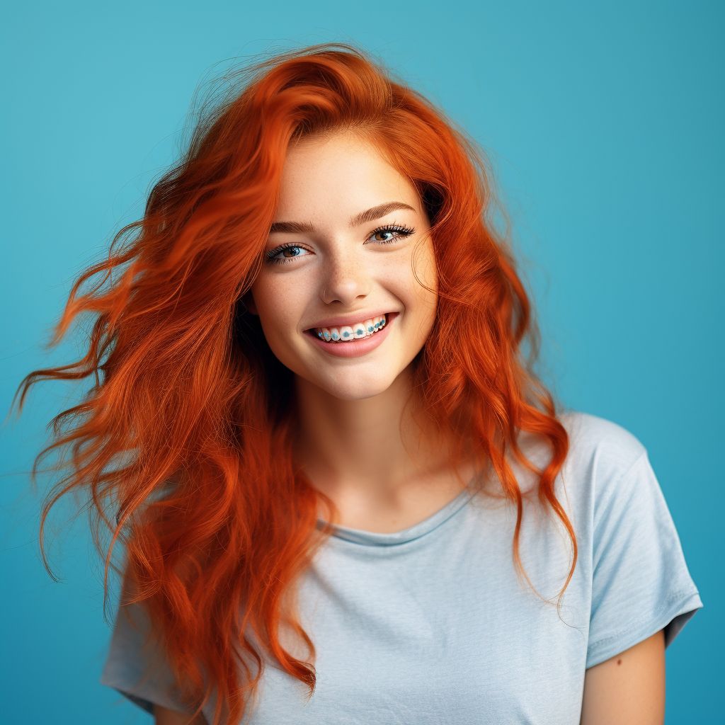 teenage girl with her eye closed, smiling