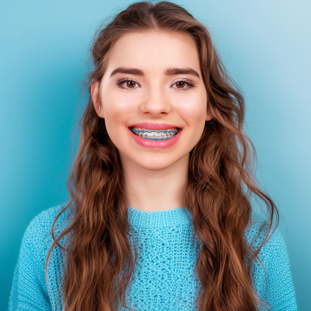 teenage girl with her eye closed, smiling