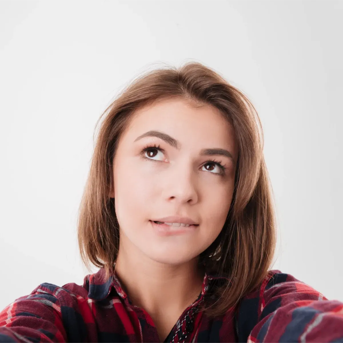 woman with a contemplative look on her face