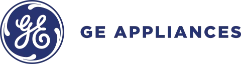 GE Appliances logo with a blue circular GE emblem and gray text on a white background