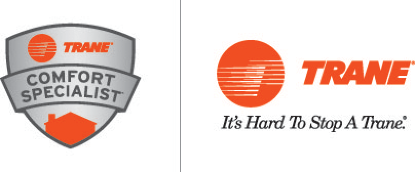 Two logos for trane comfort specialist and it 's hard to stop a trane
