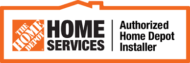 The Home Depot Services logo with “Authorized Home Depot Installer” text in orange and black