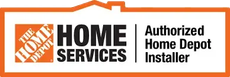 The Home Depot logo in white on an orange square background