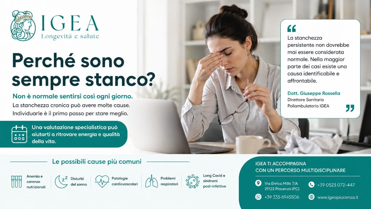 Spirometria a Piacenza: l’esame fondamentale per la salute dei polmoni | Poliambulatorio IGEA Piacenza Perché sono sempre stanco? Cause, esami e percorsi specialistici a Piacenza | Poliambulatorio IGEA