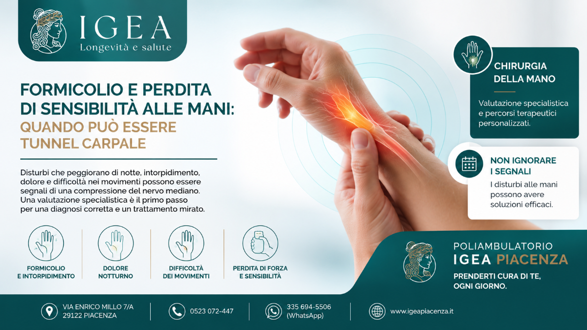 Formicolio e perdita di sensibilità alle mani: quando può essere tunnel carpale