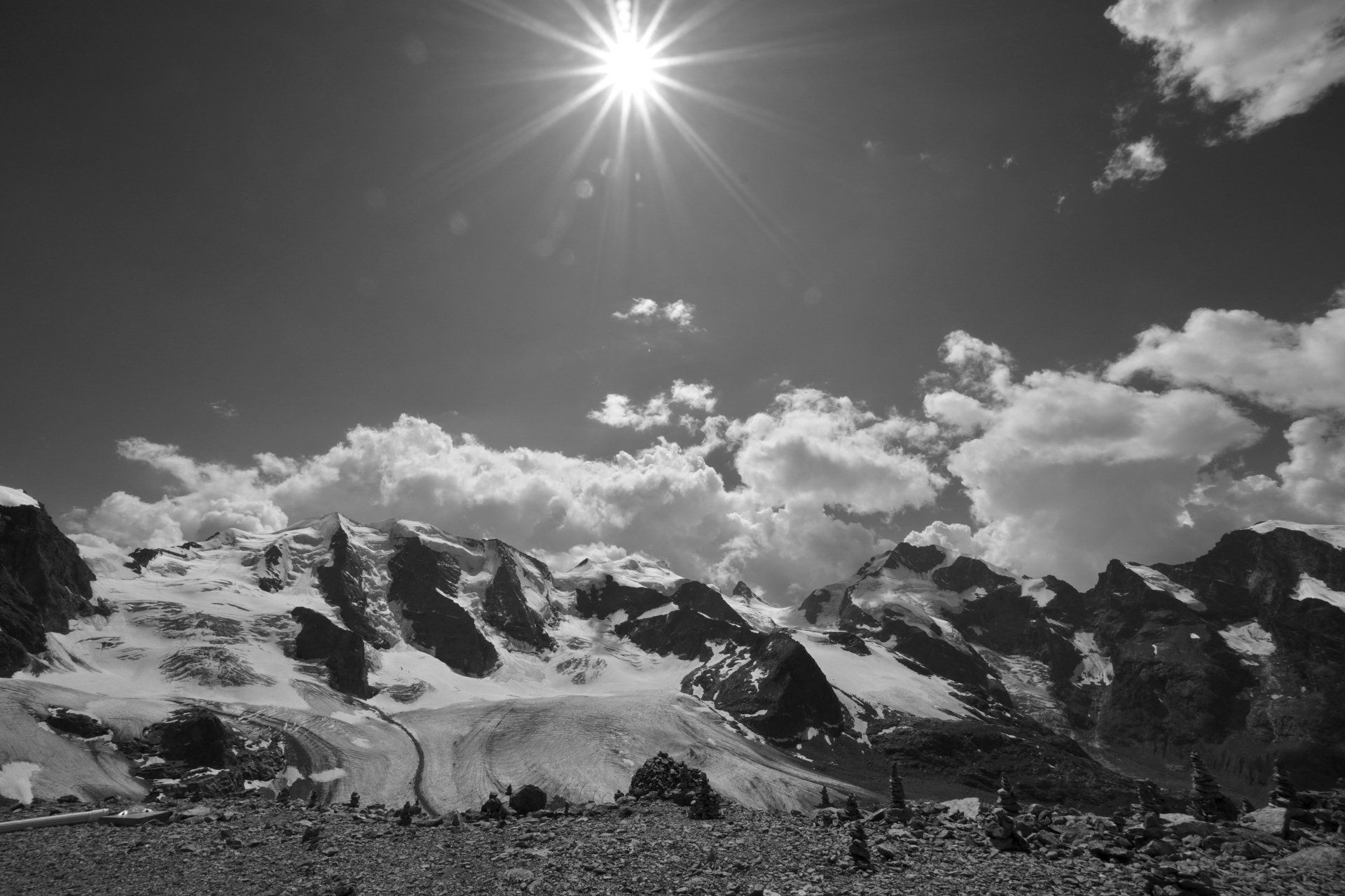 Biancograt Piz Bernina und Piz Palü