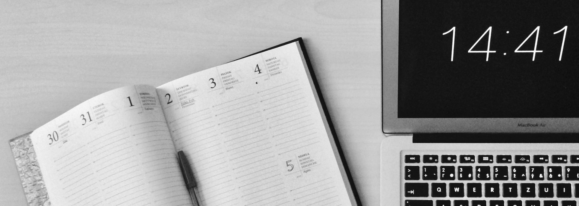 Picture of an open diary. 