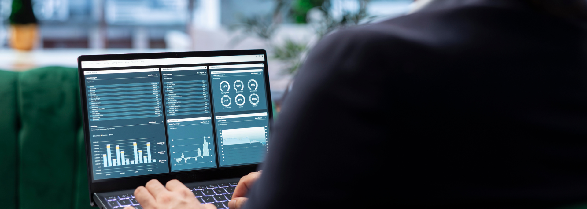 Picture of a man looking at data. 
