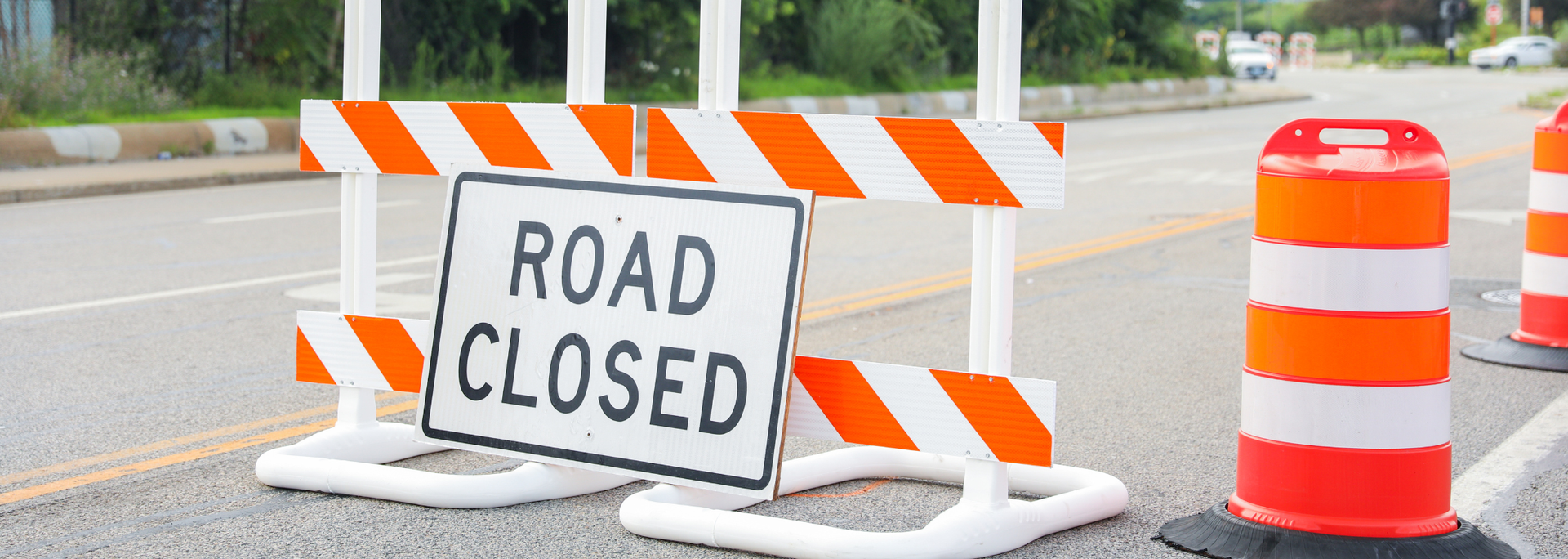 Picture of a road block. Picture of a road block.
