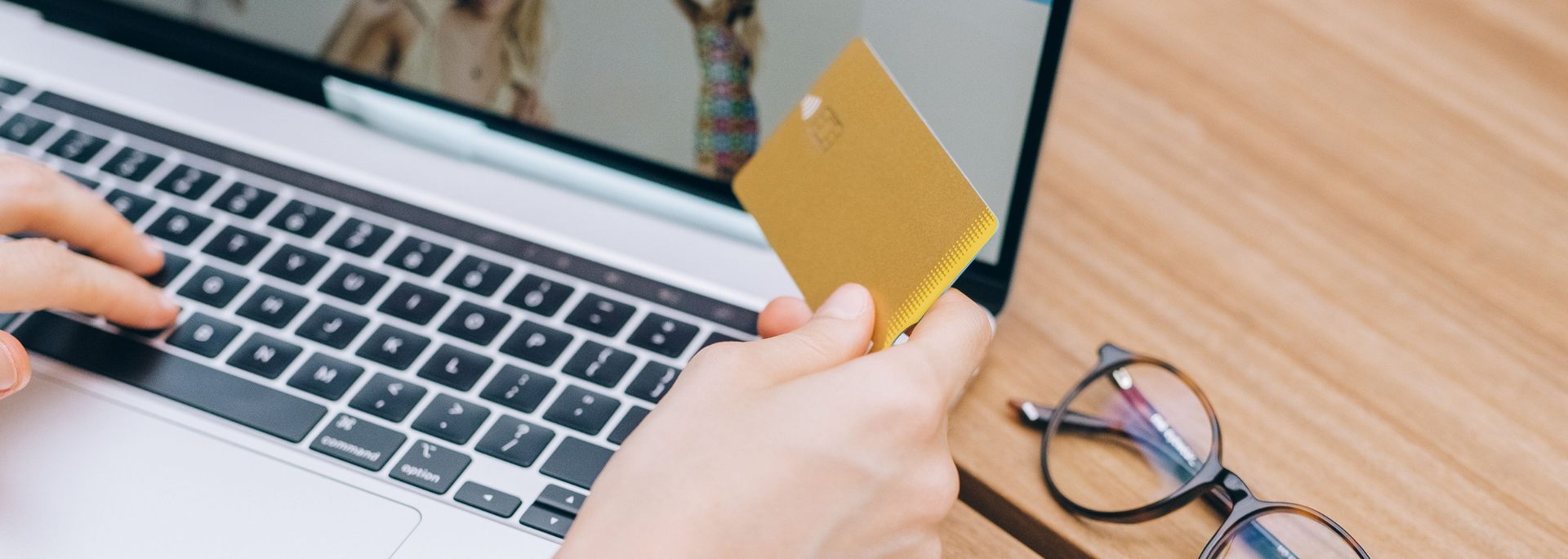 Picture of someone online shopping. 