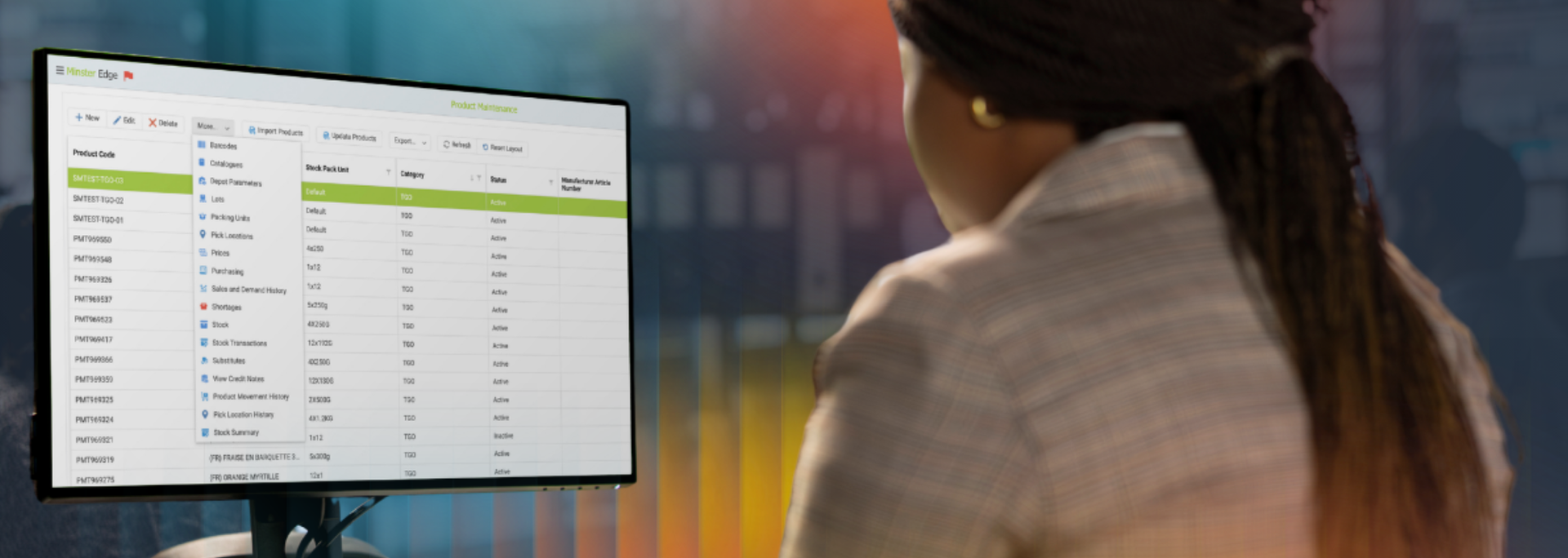 Picture of someone using Minster software in an office.  