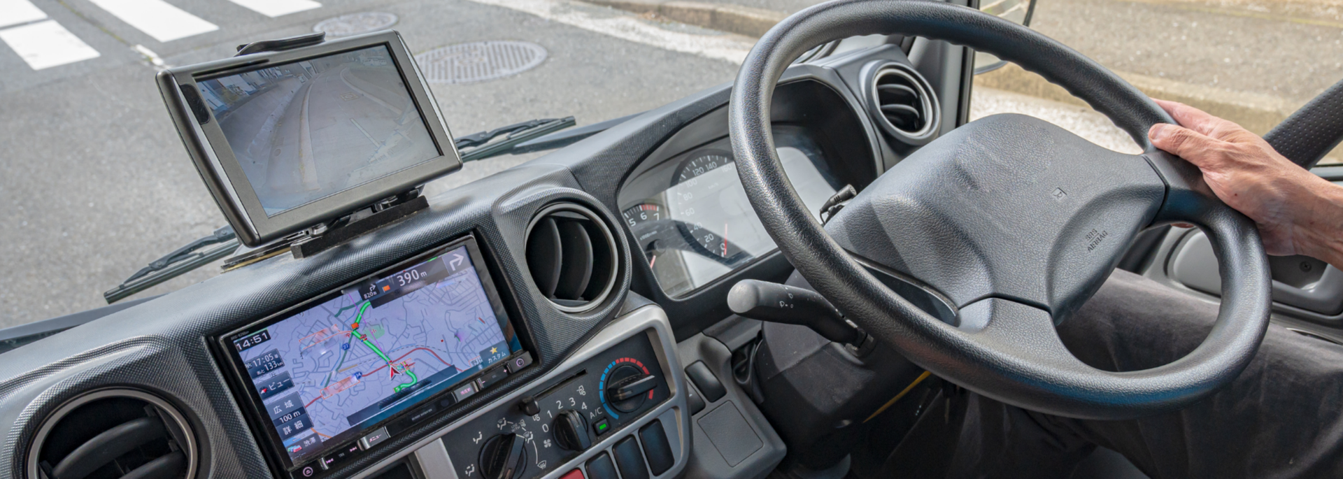 Picture of a drivers seat. 