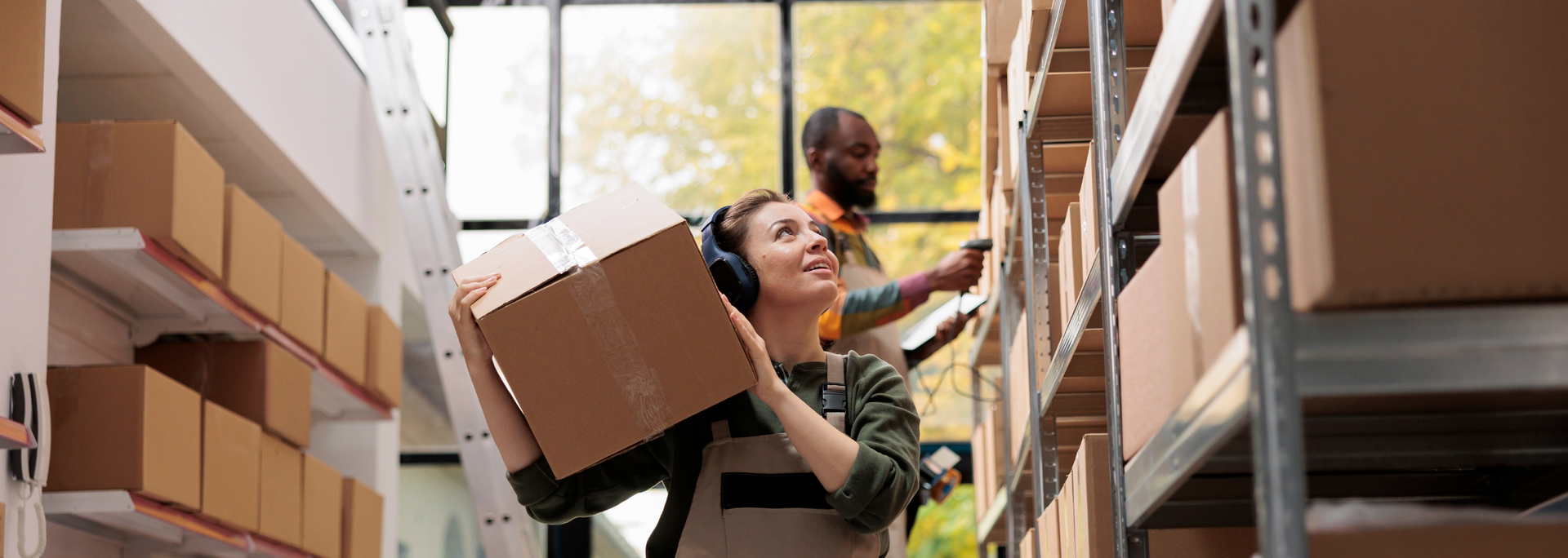 Picture of workers in a warehouse. Picture of workers in a warehouse.