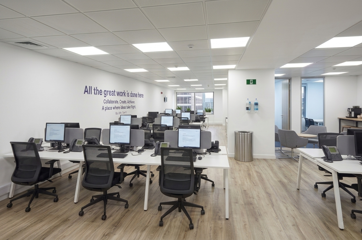 interiorismo corporativo en área de trabajo