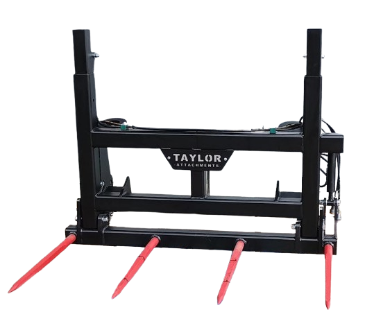 Flat four bale spike with hydraulic backrest